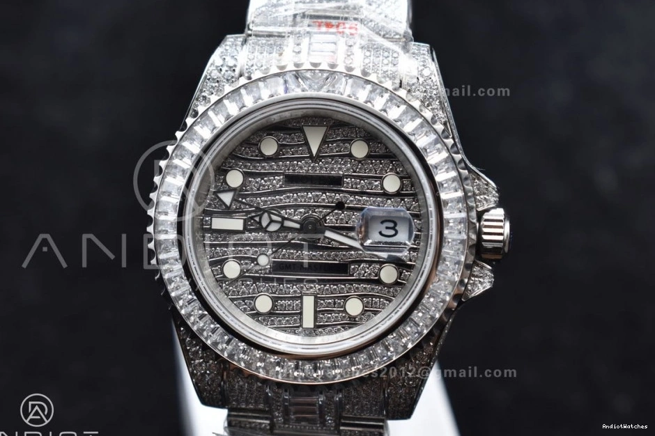 Full Bracelet Diamond 849 Diamonds On 40mm AMGF Sleek Best VR On Dial Edition SS GMT 1007